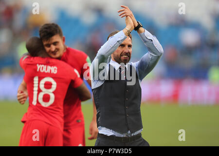 Moskau, Russland. 07 Juli, 2018. Gareth Southgate FEIERT SCHWEDEN V ENGLAND SCHWEDEN V England, 2018 FIFA WORLD CUP RUSSLAND, 07. Juli 2018 GBC 9433 2018 FIFA WM Stadion Spartak Moskau Russland STRENG REDAKTIONELLE VERWENDUNG NUR. Wenn der Spieler/Spieler in diesem Bild dargestellt ist/Spielen für einen englischen Club oder das England National Team. Dann ist dieses Bild darf nur für redaktionelle Zwecke verwendet werden. Keine kommerzielle Nutzung. Credit: Allstar Bildarchiv/Alamy leben Nachrichten Stockfoto