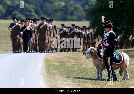 Dorset, Großbritannien. Vom 8. Juli 2018. Seine königliche Hoheit Prince Edward, Earl of Wessex, stellt Royal Wessex Yeomanry South West Regiment erste Guidon, Lulworth Castle, Dorset Credit: Finnbarr Webster/Alamy leben Nachrichten Stockfoto