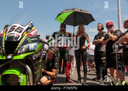 Misano, Italien. 08 Juli, 2018. Juli 8, 2018-66, Tom Sykes, GBR, Kawasaki ZX-10RR, Kawasaki Racing Team WorldSBK, Aktion während der WorldSBK Rennen 2 des Pirelli Riviera di Rimini, die am 8. Juli 2018 in Misano World Circuit Marco Simoncelli'', Italien Quelle: Dario Dominin/AFP 7/ZUMA Draht/Alamy Live News Credit: ZUMA Press, Inc./Alamy leben Nachrichten Stockfoto