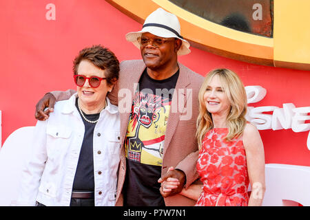 London, Großbritannien. 08 Juli, 2018. C, Samuel L. Jackson und Holly Hunter bei der BRITISCHEN Premiere von The Incredibles 2 am Sonntag, den 8. Juli 2018 BFI Southbank, London statt. Im Bild: Samuel L. Jackson, Holly Hunter. Stockfoto