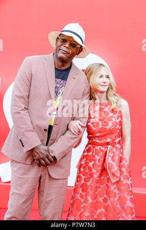 London, Großbritannien. 08 Juli, 2018. Samuel L. Jackson und Holly Hunter bei der BRITISCHEN Premiere von The Incredibles 2 am Sonntag, den 8. Juli 2018 BFI Southbank, London statt. Im Bild: Samuel L. Jackson, Holly Hunter. Stockfoto