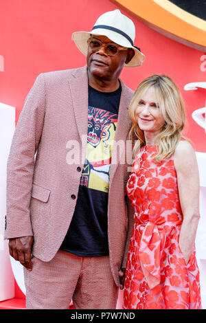 London, Großbritannien. 08 Juli, 2018. Samuel L. Jackson und Holly Hunter bei der BRITISCHEN Premiere von The Incredibles 2 am Sonntag, den 8. Juli 2018 BFI Southbank, London statt. Im Bild: Samuel L. Jackson, Holly Hunter. Stockfoto