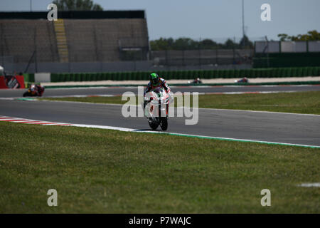 Misano, Italien. 8. Juli 2018. 50 Eugene Laverty (1) IRL Aprilia RSV 4 RF Milwaukee Aprilia während der MOTUL FIM Superbike Meisterschaft - Italienisch runden Sonntag Rennen während der World Superbikes-Stromkreis PIRELLI Riviera di Rimini rund, 6. - 8. Juli 2018 in Misano, Italien. Quelle: Fabio Averna/Alamy leben Nachrichten Stockfoto