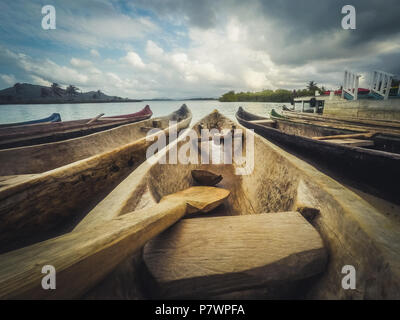 Holz- Kanu Boote, traditionellen Holz Boot closeup Stockfoto