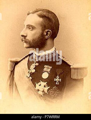 Español: Fotografía de Alfonso XII, rey de España Englisch: Alfonso XII (Spanisch: Alfonso Francisco de Asís Fernando Pío Juan María de la Concepción Gregorio Pelayo; Englisch: Alphonse XII) (28. November 1857 in Madrid - 25. November 1885, in El Pardo). Vor 1885 17 Alfonsoxii Stockfoto