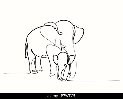 Elefant mit baby Stock Vektor