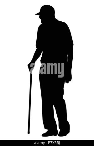 Alter Mann Silhouette auf weißem Hintergrund, Vector Illustration Stock Vektor
