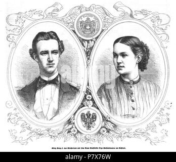 Deutsch: König Georg I. von Griechenland und seine Verlobte Großfürstin Olga Konstantinowa, 1867, zur Zeit ihrer Verlobung. 1867 170 Georg ich Olga Konstantinowa Verlobung 1867 (IZ 49-89 ANeumann) Stockfoto