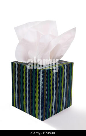 Taschentücher auf weißem Hintergrund. Stockfoto