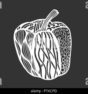 Vektor Monochrome dekorative Paprika mit schönen Muster. Hand gezeichnet verzierten Gemüse Stock Vektor