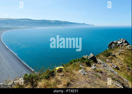 Bossington Strand Porlock Bay, Exmoor Küste, Somerset Stockfoto