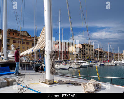 Charter Yacht Sibel Sultan, Port Darsema, Portoferraio, Elba, Region Toskana, Provinz Livorno, Italien, Europa Stockfoto