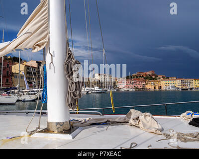 Charter Yacht Sibel Sultan, Port Darsema, Portoferraio, Elba, Region Toskana, Provinz Livorno, Italien, Europa Stockfoto