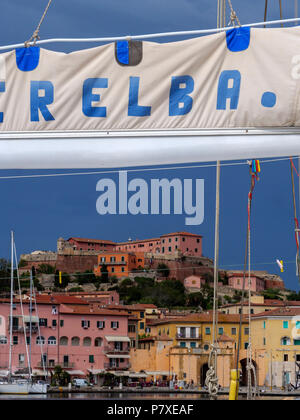 Charter Yacht Sibel Sultan, Port Darsema, Portoferraio, Elba, Region Toskana, Provinz Livorno, Italien, Europa Stockfoto