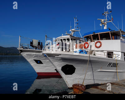 Fischerboote im Hafen Darsena, Portoferraio, Elba, Region Toskana, Provinz Livorno, Italien, Europa Stockfoto