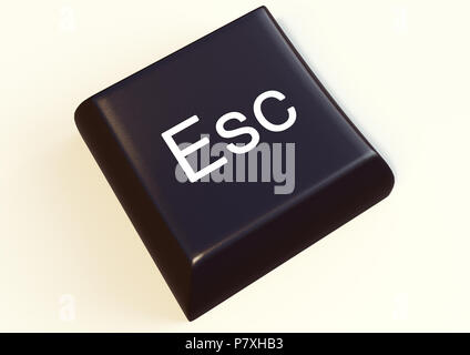 Eine 3D-Darstellung der esc-Taste aus der Tastatur Stockfoto