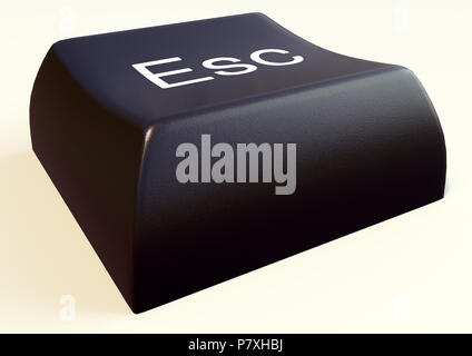 Eine 3D-Darstellung der esc-Taste aus der Tastatur Stockfoto