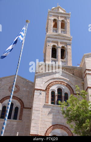 Blick auf anastasi Kirche in Ano Syros Syros Island, Süd Ägäis, Griechenland, PETER GRANT Stockfoto