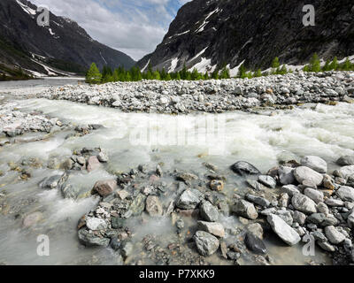 Felsen im Gebirgsbach auf schönen Ebene in der Nähe pre de Madame carle im französischen Parc National des Ecrins der Haute Provence Stockfoto