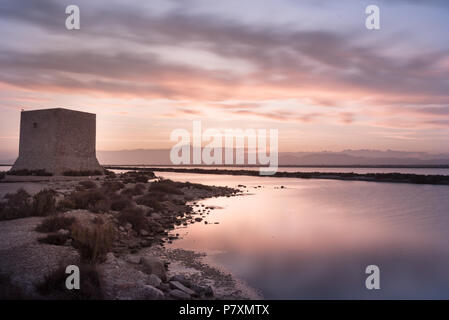 Sonnenuntergang in Santa Pola, Alicante, Spanien Stockfoto