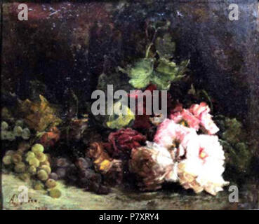 Deutsch: "Frutas y Flores", Ölgemälde von der chilenischen Maler Aurora Mira, 46 von 53 cm, in der Sammlung des Museo Nacional de Bellas Artes, Chile statt. 1928 160 Flores-y-Frutas Aurora-Mira Pintura Stockfoto