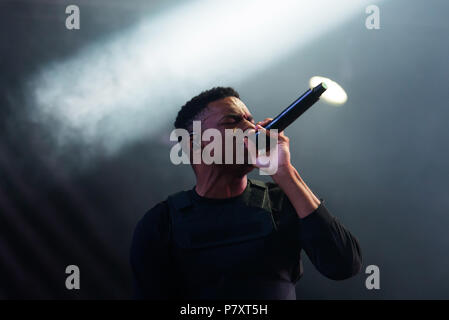 BARCELONA - 31. Mai: Vince Heftklammern (rap Band) führen Sie im Konzert an Primavera Sound Festival am 31. Mai in Barcelona, Spanien 2018. Stockfoto