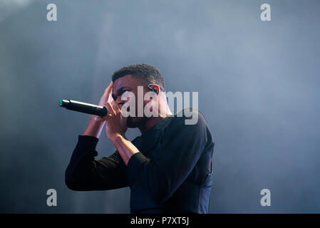 BARCELONA - 31. Mai: Vince Heftklammern (rap Band) führen Sie im Konzert an Primavera Sound Festival am 31. Mai in Barcelona, Spanien 2018. Stockfoto