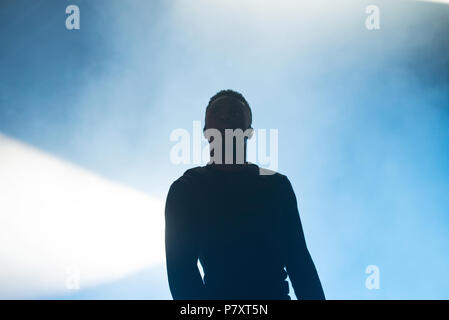 BARCELONA - 31. Mai: Vince Heftklammern (rap Band) führen Sie im Konzert an Primavera Sound Festival am 31. Mai in Barcelona, Spanien 2018. Stockfoto