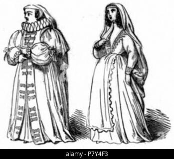 404 b Weibliche Kostüme. Stockfoto