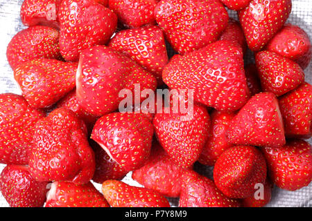 Schuss von Erdbeeren hautnah Stockfoto
