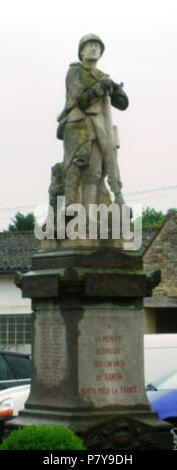 Deutsch: Das Monument Aux Morts (Kriegerdenkmal) im Baron, wurde die Arbeit von Albert Jouanneault (1888 - 1944). Die Einweihung fand am 24. Juli 1921. Jouanneault wurde in Saumur geboren und studierte Bildhauerei in Paris unter Antonin Injalbert. Er kämpfte im Ersten Weltkrieg und wurde ein Kriegsgefangenenlager. Er war der Bildhauer in vielen Monument Aux Morts wie die Beteiligten bei Stenay in der Maas. Er kehrte nach Saumur während des Zweiten Weltkrieges und in den Widerstand. Er wurde gefangen genommen und deportiert nach Buchenwald, wo er 1944 starb.[7] Das Monument Aux Morts im Baron verfügt über einen ständigen s Stockfoto