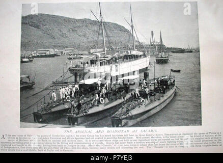 Englisch: Griechisch Torpedoboote und zart Schiff, Salamis 1897. 29. Januar 2012 284 Marine und Armee dargestellt - Griechische Marine 3 Stockfoto