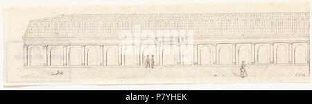 Catalogusnummer: PR 1000388 Plaats: Alkmaar Beschreibung: Galerij van de kazerne Aan De Paardenmarkt, met enige Figuren. Datering: 1842 Vervaardiger: Bruinvis, C.W. 29 Juni 2016, 15:30 298 Paardenmarkt (27945123456) Stockfoto