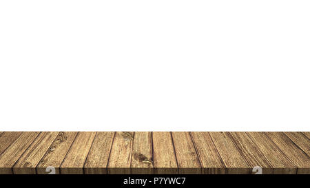 Leere Tabelle auf isolierten weißen Hintergrund. 3D-Darstellung. Freistellungspfad Stockfoto