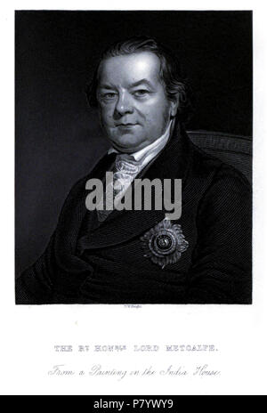 Charles Theophilus Metcalfe, 1st Baron Metcalfe, Bt, KCB, PC (30. Januar 1785 - 5. September 1846). 1860 249 Herr Metcalfe Stockfoto
