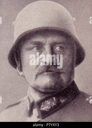 Englisch: Deutsche allgemeine Arnold Lequis, Kommandeur der 12 Infanterie Division in der Schlacht von Caporetto Italiano: Il maggior generale Arnold Lequis, Comandante della XII divisione.tedesca alla battaglia di Caporetto. Zwischen 1917 und 1918 254 Maggior generale Arnold Lequis Stockfoto