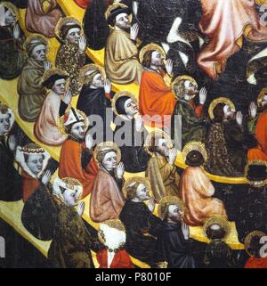Retablo del Salvador, primer Quarto de s. Xv. Las mejores de la comunión de los Santos. Ein Atribuido Jaume Ferrer I. Pintura al Tempel sobre Tabla. Museu Diocesà de Lleida. Stockfoto
