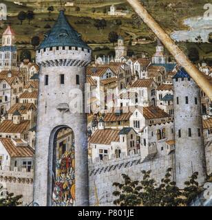 Retablo de San Jorge, 1468. Las mejores de la Muralla. Óleo sobre Tabla. 2,84 x 1,87 cm. Museo Diocesano, Palma de Mallorca. Stockfoto