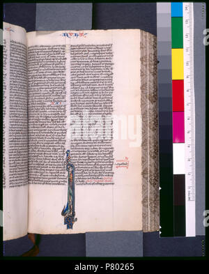 . Eröffnung der ersten Buch von Ruth.. In de Ricci, Seymour, Volkszählung Handschriften des Mittelalters und der Renaissance in den Vereinigten Staaten und Kanada aufgeführt. New York. New York: H.W. Wilson, 1935; und Ergänzen, New York, N.Y.: Bibliographische Gesellschaft von Amerika, 1962. Ownership: gehörte zu W.A. McV. Von R.L. Stuart Sammlung (Nr. 3), vermachte 1892. 53 Zeilen in zwei Spalten, in Bleistift regiert, prickings sichtbar, Trace von quire Signatur w. 134 abwechselnd rot und blau Initialen mit entgegengesetzter Farben penwork bis in Grenzen; Kapitel Nummern und Namen von Büchern in Rot und Blau; Rot als daubs placemarke Stockfoto