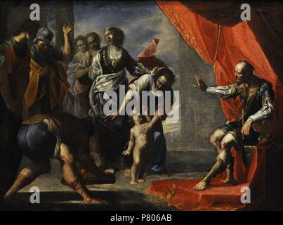 Bernardo Cavallino (1616-1656). Italienischer Maler. Barocke. Das Urteil des Salomon. Nationales Museum von Capodimonte. Neapel. Italien. Stockfoto