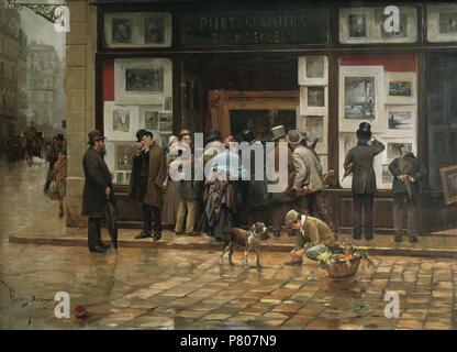 Joan Ferrer Miro (1850-1931). Spanischer Maler. Öffentliche Exhitition eines Bildes, circa 1888. Öl auf Leinwand. Natinal Kunstmuseum von Katalonien. Barcelona, Spanien.