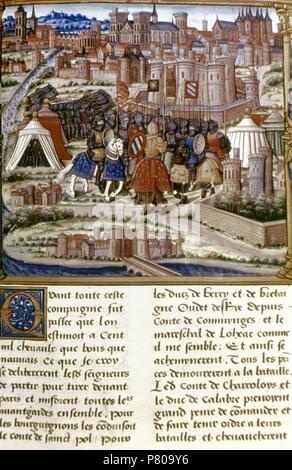 Louis XI (1423-1483). König von Frankreich. Website von Paris. Miniatur ein Manuskript des 15. Jahrhunderts. Stockfoto