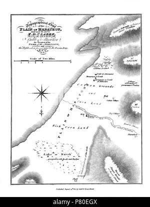 Italiano: Antica mappa dell'area della Battaglia Di Maratona dles Dolomites (Attika, Griechenland). 1816 315 Ebene von Marathon, Clarke Stockfoto