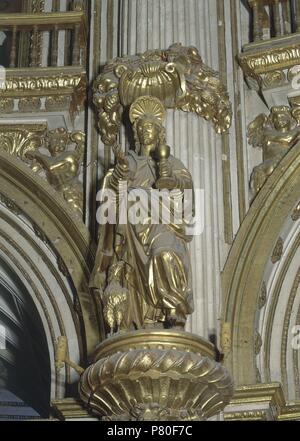 CAPILLA MAYOR - ESCULTURA DEL APOSTOL SAN JUAN. Lage: CATEDRAL - INTERIEUR, Granada, Spanien. Stockfoto