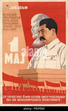 Englisch: Poster von Aserbaidschan 1938. Stalin, Lenin. 1938 319 Poster von Aserbaidschan 1938. Stalin, Lenin Stockfoto