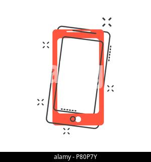 Cartoon smartphone Symbol im Comic-stil. Handy Abbildung Piktogramm. Smartphone splash Geschäftskonzept. Stock Vektor