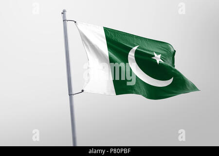 Isolierte pakistanische Fahne winken 3d Realistische pakistanischen Fabric Stockfoto