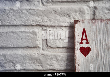 Holz- Spielkarten Aces für die Dekoration Stockfoto