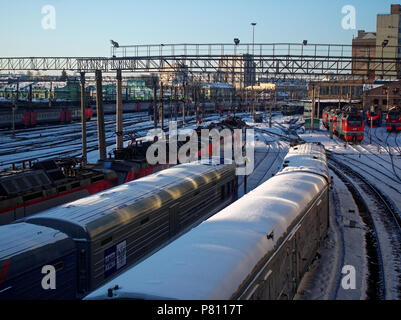 Eisenbahn Autos im Winter im Schnee in Moskau Stockfoto