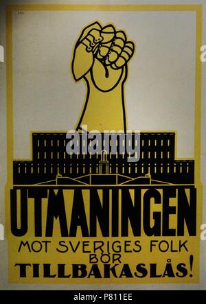 Sozialdemokratische Partei Schwedens (SAP). Plakat, 1914. Museum der Stadt. Malmö. Schloss. Schweden. Stockfoto